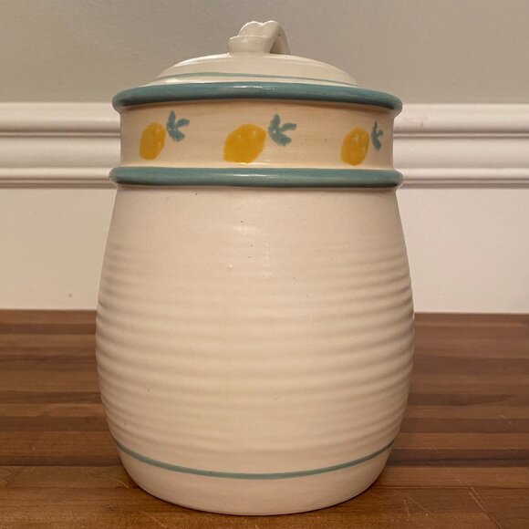 Vintage Lemon Canister Stoneware Jar with Lid - Picture 2 of 10